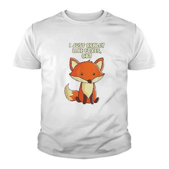 Funny Fox I Just Really Like Foxes Ok Youth T-shirt | Mazezy