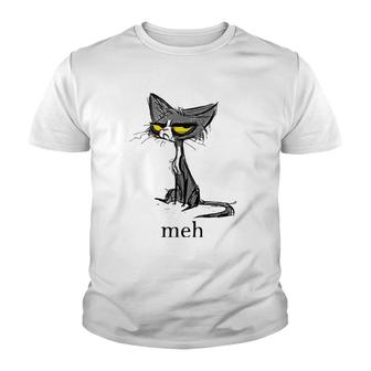 Funny Meh Cat Gift For Cat Lovers Youth T-shirt | Mazezy