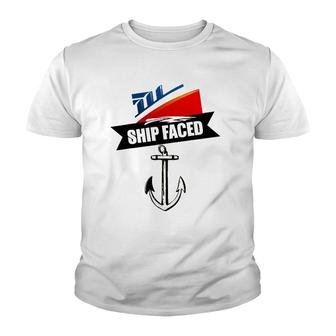 Funny Ship Faced Booze Cruise & Boating Nautical Pun Youth T-shirt | Mazezy