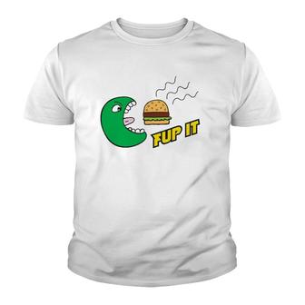 Fup It Cheeseburger Monster Cartoon Youth T-shirt | Mazezy