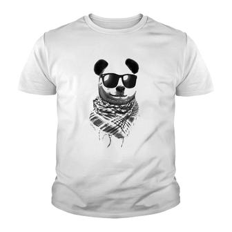 Giant Panda Wear Fishnet Pattern Keffiyeh Sunglass Youth T-shirt | Mazezy