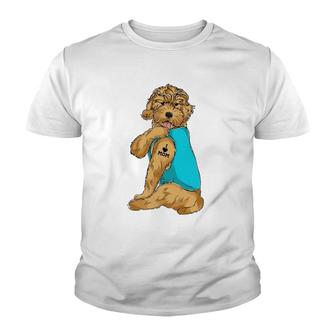 Goldendoodle I Love Mom Tattoo Apparel Dog Mom Gifts Womens Youth T-shirt | Mazezy