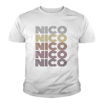 Graphic Tee First Name Nico Retro Pattern Vintage Style Youth T-shirt - Thegiftio UK