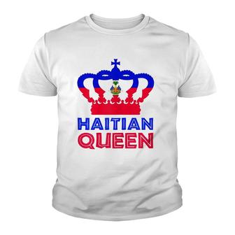 Haitian Queen Womens Red Blue Perfect Haiti Flag Crown Gift Youth T-shirt | Mazezy