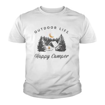 Happy Camper Outdoor Life Forest Camp Camping Nature Vintage Youth T-shirt | Mazezy