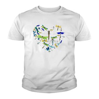 Heart Colorful Dragonflies Lover Gift Youth T-shirt | Mazezy