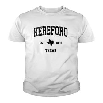 Hereford Texas Tx Vintage Sports Design Black Print Youth T-shirt | Mazezy
