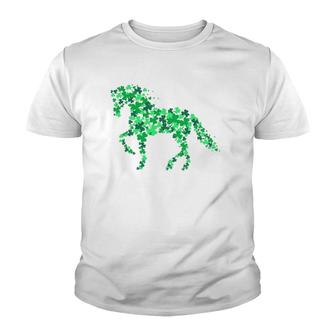 Horse Shamrock Horseback Riding Equestrian Patrick Day V2 Youth T-shirt - Thegiftio UK