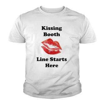 Hot Lips Kissing Booth Line Starts Here Youth T-shirt | Mazezy