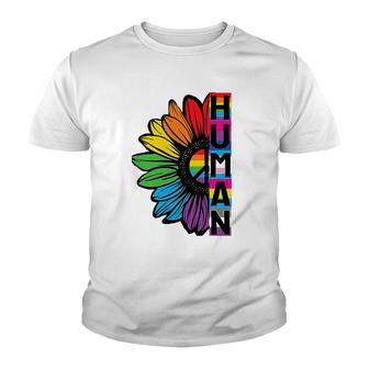 Human Sunflower Lgbt Flag Gay Pride Month Lgbtq Youth T-shirt | Mazezy
