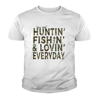 Hunting Fishing Loving Everyday Hunting Dad Gift Youth T-shirt | Mazezy