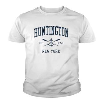 Huntington Ny Vintage Navy Crossed Oars & Boat Anchor Youth T-shirt | Mazezy