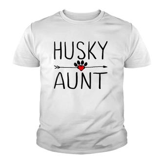 Husky Aunt Funny Dog Lover Auntie Gift For Mothers Day Youth T-shirt | Mazezy