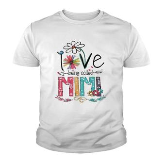 I Love Being Called Mimi Grandma Grandmother Matching Family Daisy Flower Arrow Youth T-shirt | Mazezy CA
