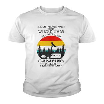 I Married My Camping Rv Buddy Vintage Husband Or Wife Gift Tank Top Youth T-shirt - Thegiftio UK