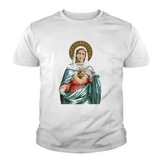 Immaculate Heart Of Mary Our Blessed Mother Catholic Vintage Youth T-shirt | Mazezy