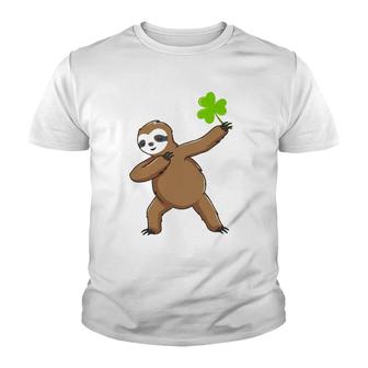 Irish Leprechaun Dabbing Sloth St Patrick's Day Gift Green Youth T-shirt | Mazezy