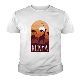 Kenya Africa Giraffe Elephant Lion African Animals Gift Youth T-shirt | Mazezy