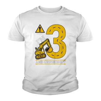 Kids Construction Truck 3Rd Birthday 3 Years Old Digger Builder Youth T-shirt - Seseable