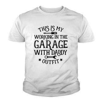 Kids Working In The Garage With Daddy Gift For Boy Girl Toddler Youth T-shirt | Mazezy