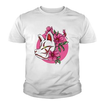 Kitsune Nine Tailed Fox Sakura Cherry Blossom Flowers Youth T-shirt | Mazezy