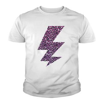 Leopard Leo Lightning Bolt Cheetah Animal Print Pink Rainbow Youth T-shirt | Mazezy