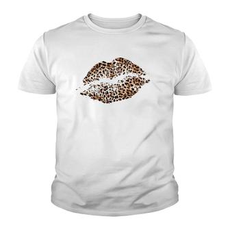 Leopard Print Lips Cheetah Spots Youth T-shirt | Mazezy