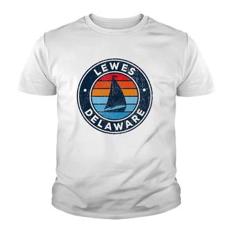 Lewes Delaware De Vintage Sailboat Retro 70'S Youth T-shirt | Mazezy