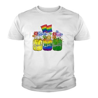 Lgbt Peace Love Equality , Rainbow Floral Lgbt Flag Youth T-shirt | Mazezy