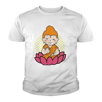 Little Buddha Lotus Flower Be Happy Just Chill Youth T-shirt | Mazezy