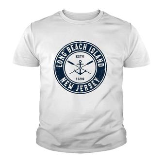 Long Beach Island New Jersey Nj Vintage Boat Anchor & Oars Youth T-shirt | Mazezy