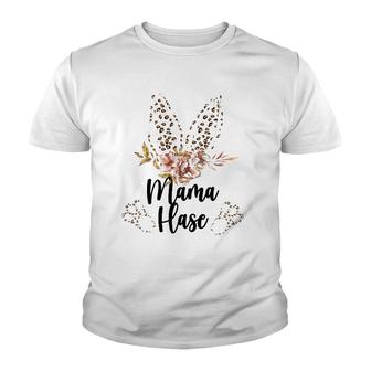 Mama Rabbit Easter Bunny Floral Leo Look Outfit Gift Easter Youth T-shirt - Thegiftio UK