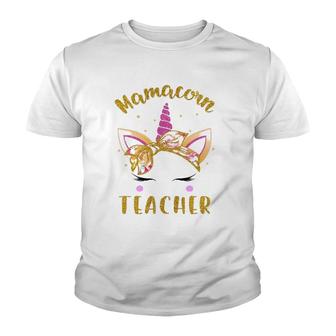 Mamacorn Teacher Mama Mom Unicorn Face Bandana For Mother's Day Ver1 Ver2 Youth T-shirt | Mazezy