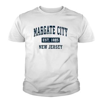 Margate City New Jersey Nj Vintage Sports Design Navy Print Youth T-shirt | Mazezy