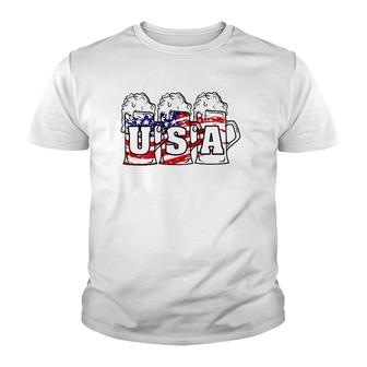 Mens 4Th Of July Usa Beer American Flag Women Merica Youth T-shirt | Mazezy