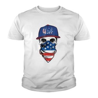 Men's American Flag Skull Usa Military Youth T-shirt | Mazezy