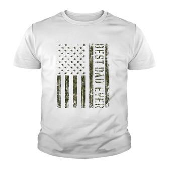 Mens Best Dad Ever American Flag Camofor Fathers Day Youth T-shirt | Mazezy