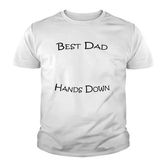 Mens Best Dad Hands Down Kids Craft Hand Print Fathers Day Youth T-shirt | Mazezy