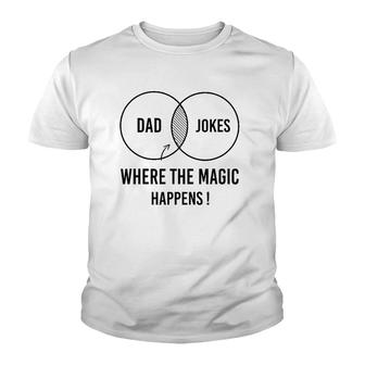 Mens Dad Jokes Where The Magic Happens ,Funny Father's Day Youth T-shirt | Mazezy
