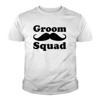 Mens Funny Groom Squad Mustache Bachelor Party Groomsman Gift Youth T-shirt | Mazezy AU