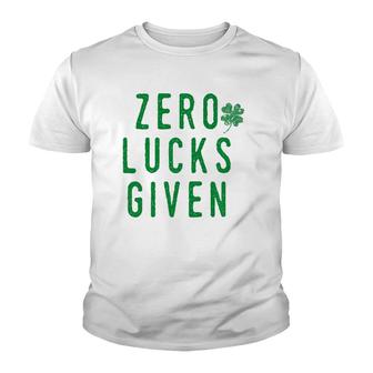 Mens No Lucks Given St Patty's Party Green Parade Gift Youth T-shirt | Mazezy