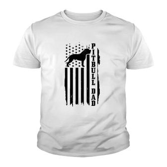 Mens Pitbull Dad Vintage American Flag Patriotic Pitbull Dog Youth T-shirt | Mazezy