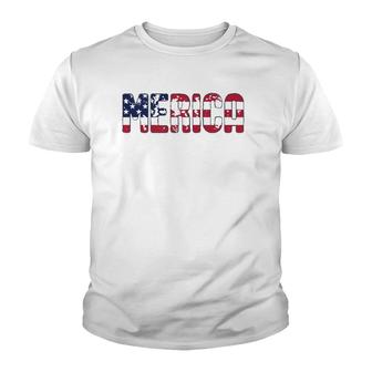 Merica Patriotic American Flag Usa Gift 4Th Of July Matching Youth T-shirt | Mazezy