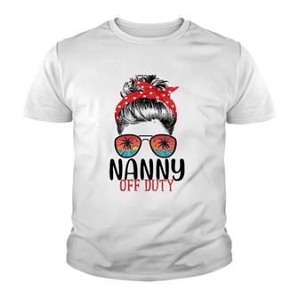 Messy Bun Nanny Off Duty Sunglasses Beach Sunset Youth T-shirt | Mazezy