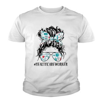 Messy Hair Woman Bun Healthcare Worker - Nurse Life Youth T-shirt | Mazezy