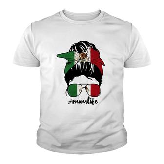 Mexican Mom Messy Bun Mexico Pride Patriotic Mothers Day Youth T-shirt - Thegiftio UK