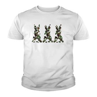 Mom And Son Matching Camouflage Bunny Rabbit Trio Easter Youth T-shirt | Mazezy