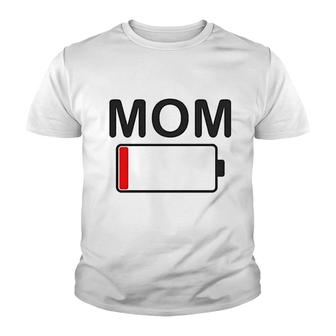 Mom Battery Low Funny Sarcastic Youth T-shirt | Mazezy