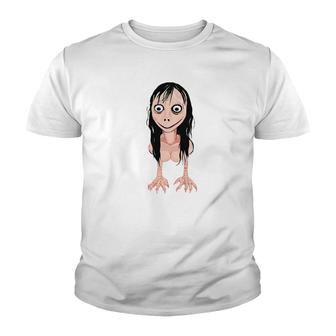 Momo Creepy Face Spooky Halloween Momo Youth T-shirt - Thegiftio