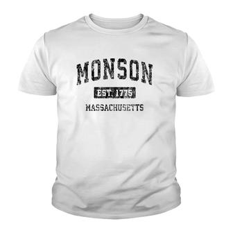 Monson Massachusetts Ma Vintage Sports Design Black Design Youth T-shirt | Mazezy